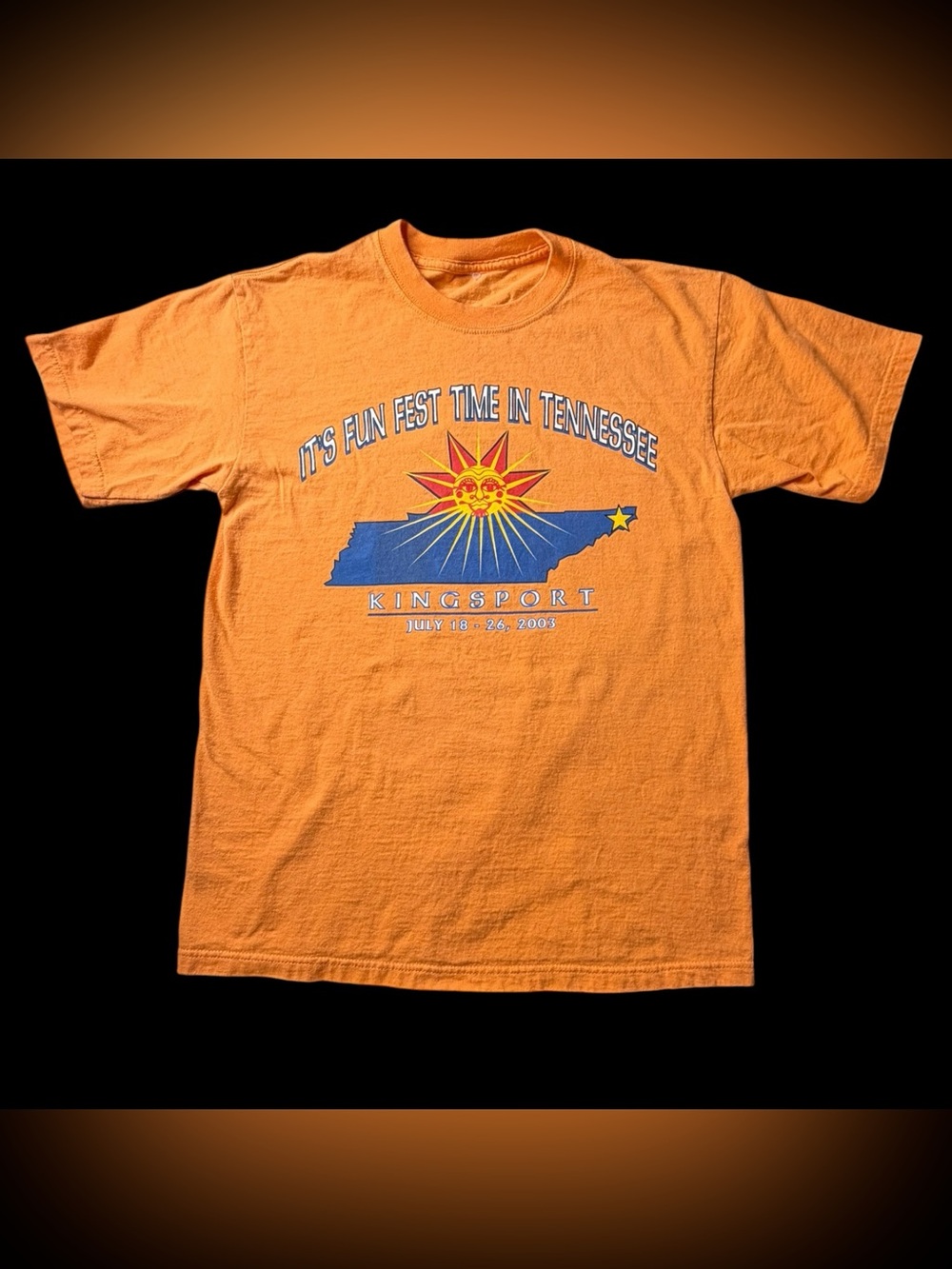 Vintage 2003 Kingsport Funfest Graphic Orange T-Shirt Sz M